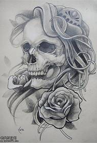 European and American skull rose tattoo manuscript pictures