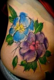 Struk cvijeta tetovaža vodene boje u struku