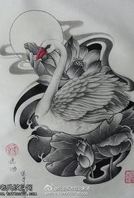 Beautiful lotus white goose manuscript tattoo pattern
