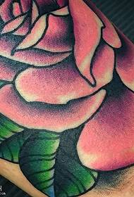 Leg big rose tattoo pattern