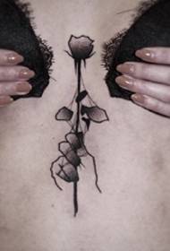 Black abstract line tattoo sting tricks hand holding black and white rose tattoo picture