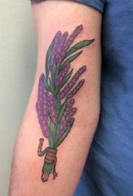 Boy's arm painted watercolor sketch creative literary bouquet tattoo picture