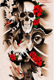 Recommend a European and American skull rose tattoo pattern picture
