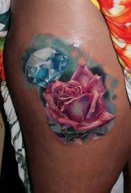 Motif de tatouage surréaliste rose et diamant