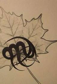 Manuscript maple leaf constellation tattoo pattern
