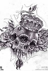 skull rose crown tattoo manuscript pattern