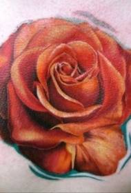 Beautiful realistic red rose tattoo on the shoulder