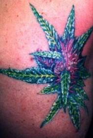Male arm colored leaf tattoo pattern