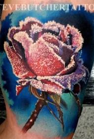Leg color rose covered cream tattoo pattern