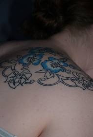 Blue hibiscus flower tattoo pattern