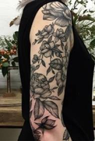 Black flower sting creative tattoo pattern