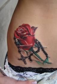 Kolor talia realistyczny wzór róży tatuaż