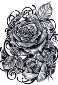 纹身玫瑰手稿 多款简单线条纹身素描小清新文艺纹身玫瑰手稿