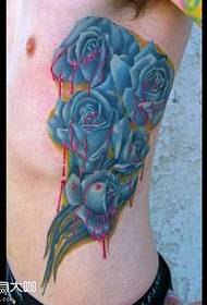 Waist blue blood rose tattoo pattern