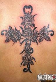 Modeli Cross-Tattoo Made of Roses - Tajvan Vëllai me Ngjyra të Vogla 143755 @ Modeli i tatuazhit me të vërtetë i mbështjellë me tarracë të siguruar nga shfaqja e tatuazhit