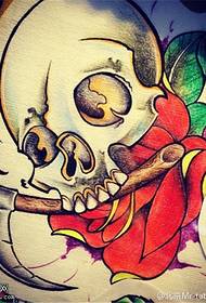 Color skull rose tattoo manuscript picture