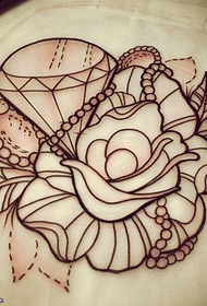Rózsa gyémánt tetoválás vonalas rajz minta