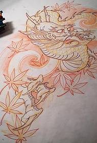 Manuskrip Tattoo Tradisional Maple Leaf