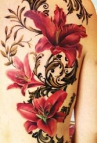 Girls back painted watercolor beautiful flowers large area tattoo pictures