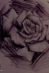 خاکے میں سیاہ بھوری رنگ گلاب ٹیٹو کے مخطوطہ تصویر