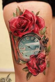 Beautiful watch rose tattoo