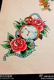 Quadre manuscrit del tatuatge de la rosa del rellotge