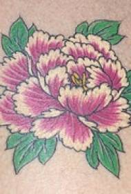 Belega kolora floro-tatuaje-ŝablono ĉe la dorso
