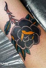 Leg black rose tattoo pattern