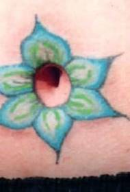 Female belly color flower tattoo on belly button