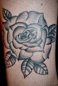 Црно-бијели узорак тетоваже руже у старој школи