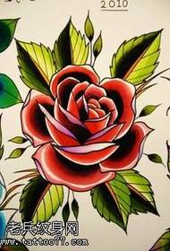 دست نوشته الگوی تاتو گل رز رنگی