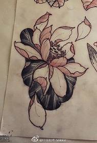 Manuscript classic realistic lotus tattoo pattern