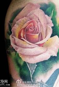 Leg pink rose tattoo pattern