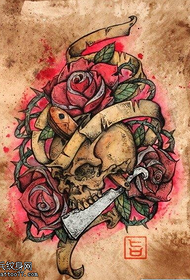 Slika rukopisne škole lubanje ruža tetovaža ruža