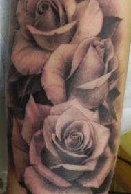 Tre tatoveringsmønstre i sortgrå rose