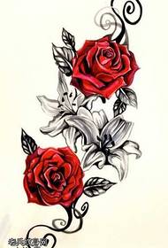 Manuscript rose tattoo pattern