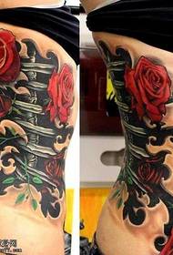 Side waist rose mechanical tattoo pattern