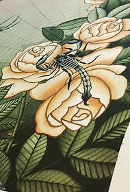 Manuscript rose pattern ng scorpion tattoo