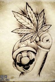 Cartoon super marry maple leaf tattoo pattern