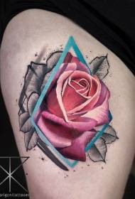 A set of 9 pink rose tattoo designs from foreign masters