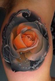 Big arm beautiful realistic style rose tattoo pattern