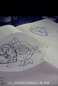Love lock rose tattoo manuscript pattern