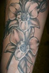 Черно-белая картина тату орхидеи
