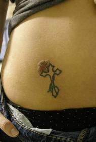 Cross with rose female tattoo pattern