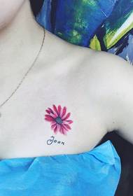 Love hidden in the heart romantic daisy tattoo