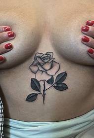 Chest Thorn Rose Tattoo Pattern