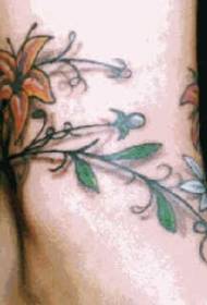 Leg color flower plant tattoo pattern