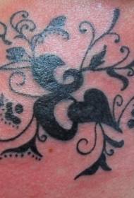 Motif de tatouage noir fleur de vigne en forme de coeur