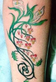 Arm color tribal flower tattoo pattern