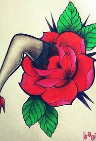Рукапіс малюнка на высокім абцасе татуіроўкі ў ружы